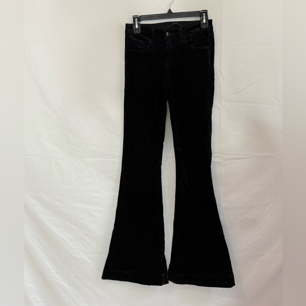 J Brand Bella Black High Rise Velvet Kick Flare Pants